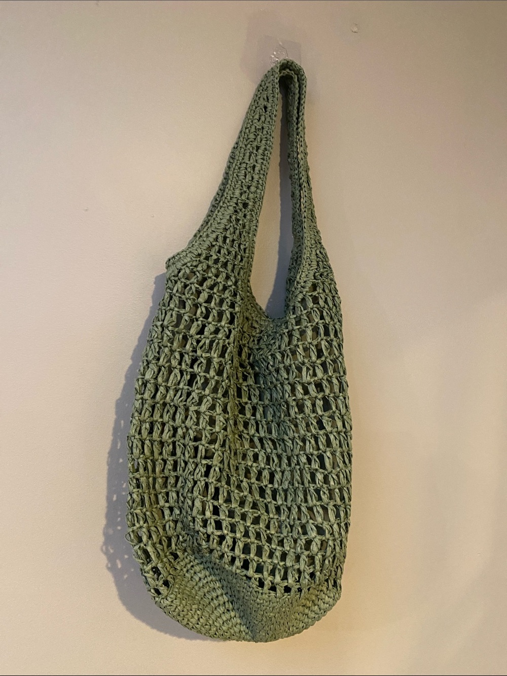 Haute Hippie Woven Crochet Slouchy Hobo Shoulder Bag in Sage Green - Picture 6 of 12
